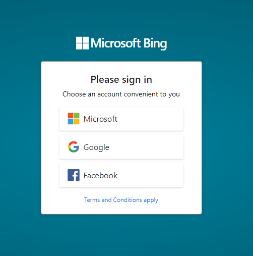 sign in to Bing